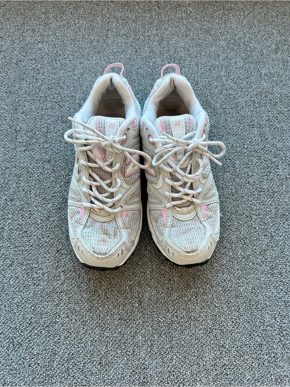 New Balance White Sneakers with Pink Accents